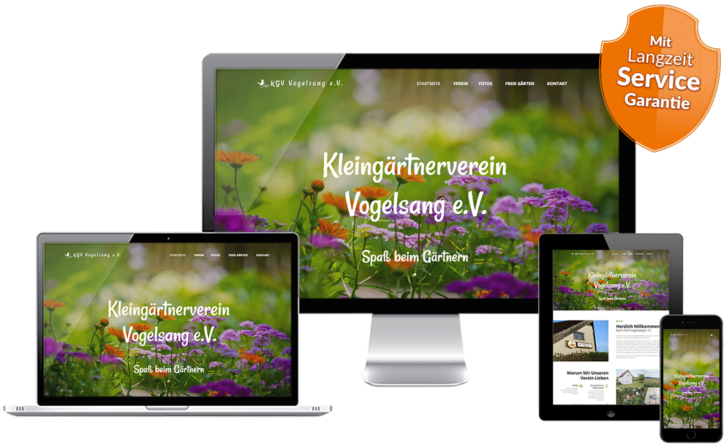 Webseite auf Laptop, Tablet und Smartphone